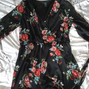 Black Flower Romper